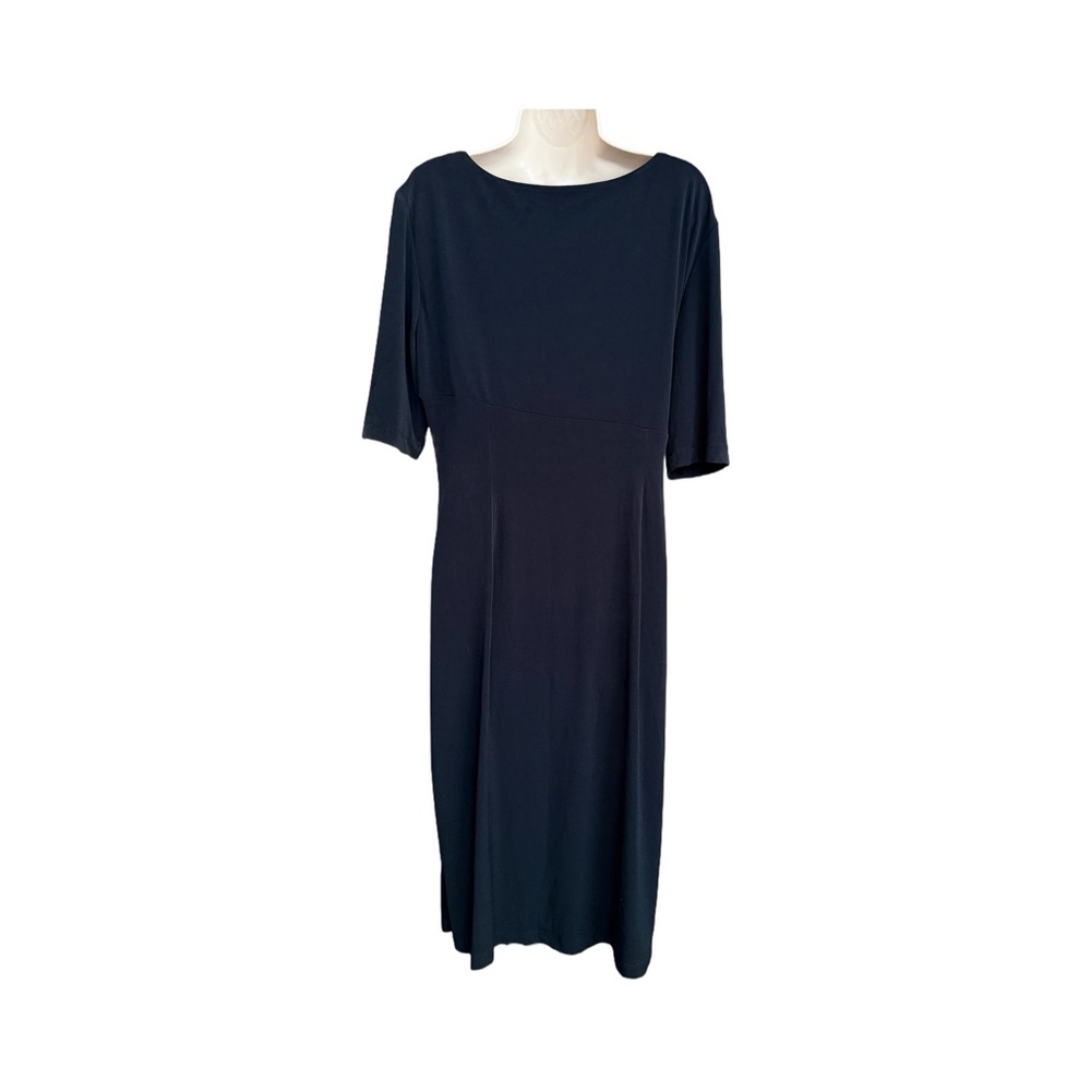 Connected Plus Size Side Drape, Sarong Sheath Dress. Black, Size 16. NWT - Picture 5 of 9